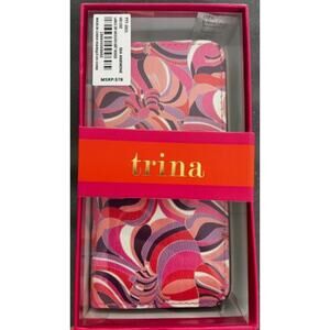 Trina Turk Gift Box Set "Sea Anemone" Zip Around Large Wallet Vegan Leather NIB
